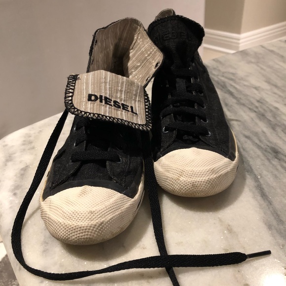 DIESEL High-Top Black Jean Sneakers With Sequins - Picture 4 of 14